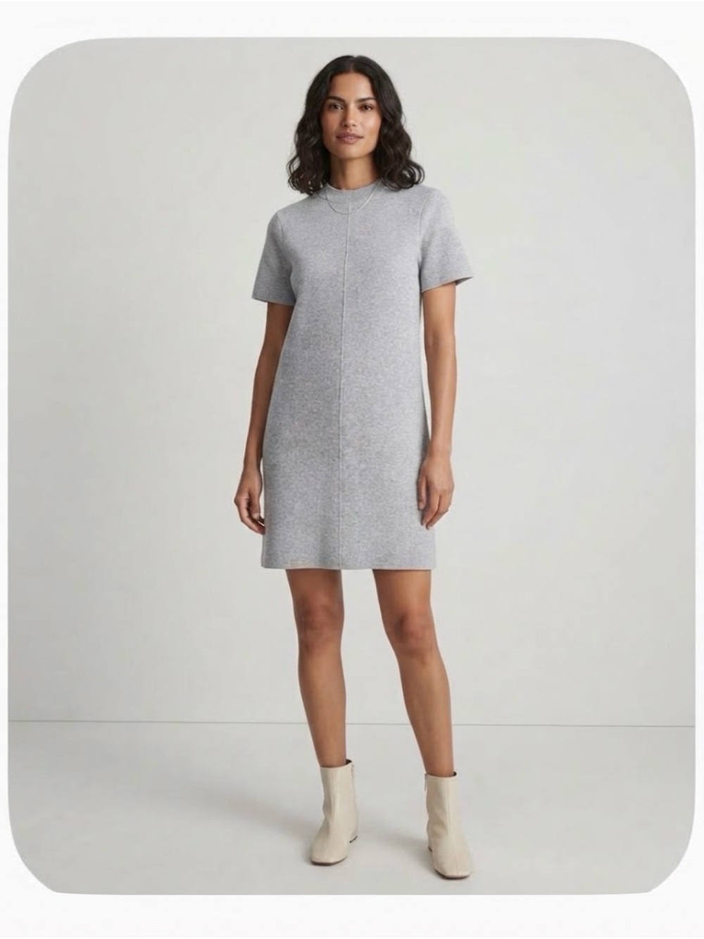 Zara Sweater Dress Short Sleeve Grey Knit